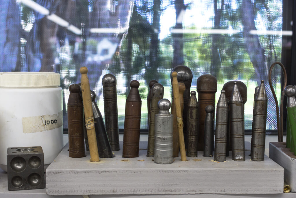 lapidary and jewellery making tools in a workshop.